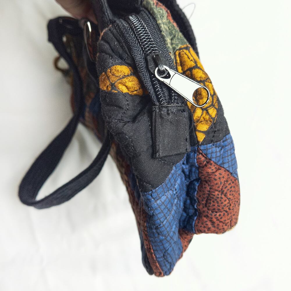 Donna Sharp Patchwork Quilted Handbag Black Multi OS Folk Tapestry - Picture 7 of 10